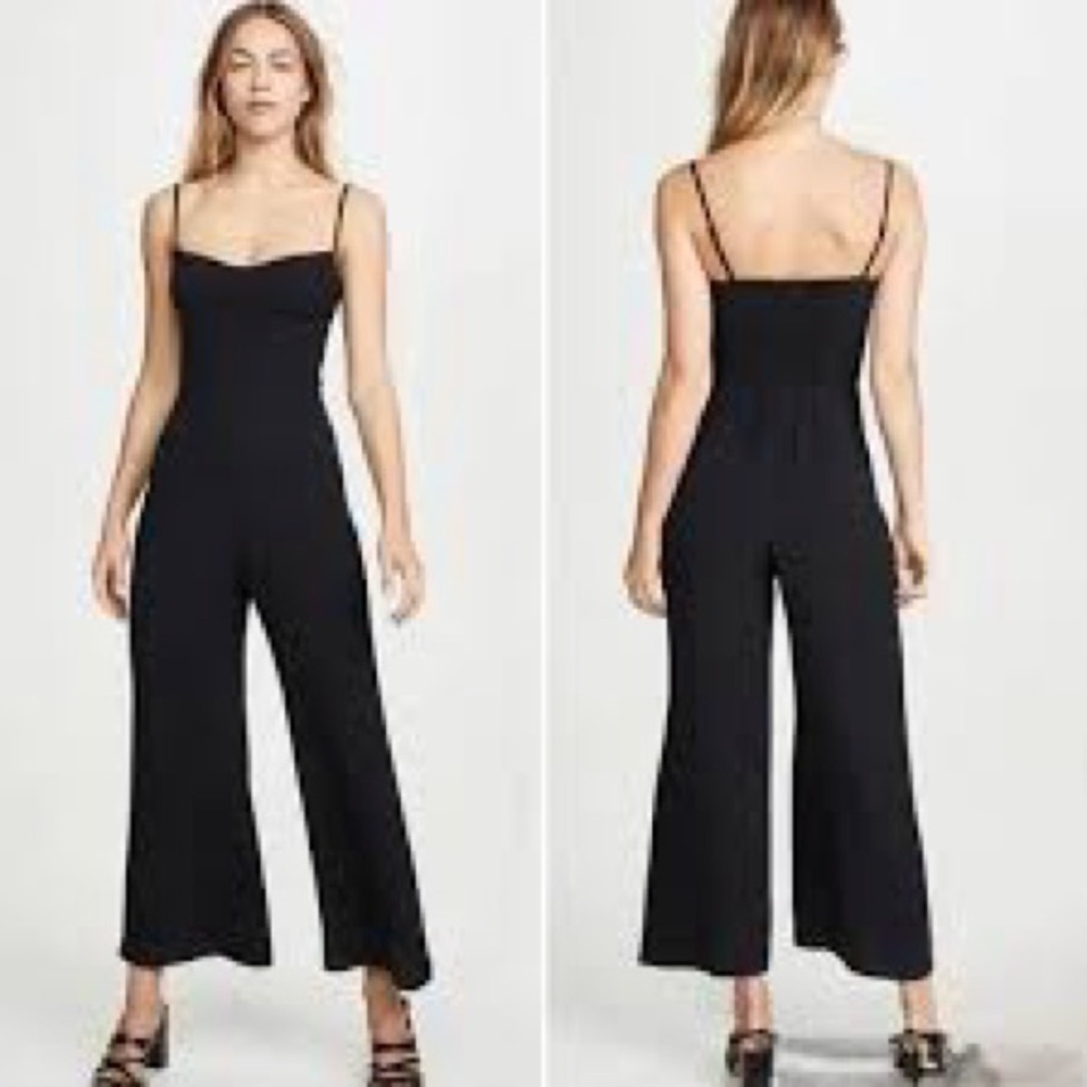 Reformation Jeans Black Strappy Ribbed Jumpsuit Minimalist Evening
